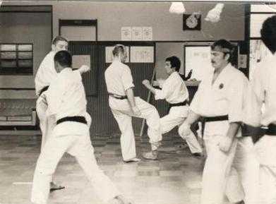 Sensei Ravey, "The Swede" and Steve Bellamy training with Japanese Team 1977